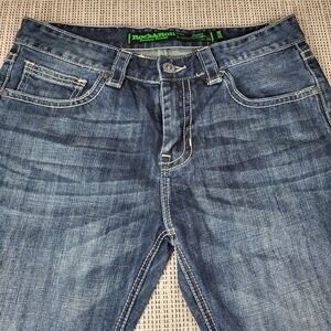 Rock & Roll Cowboy Pistol Straight Jeans Mens 33x34 Blue Medium Wash Denim Pants